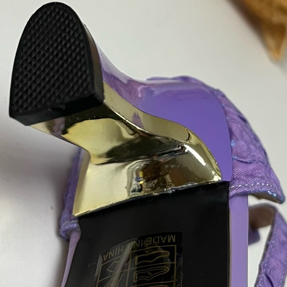 Purple Heels HJ Qianlang  Gold Buckle with Smoked Stones Size EU 40 - Picture 5 of 6